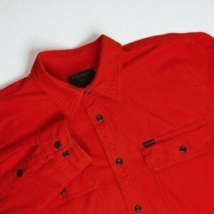 Filson Long Sleeve Field Flannel Shirt Men Size L Pheasant Red/Orange Tough Thic